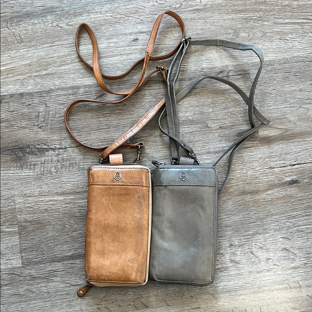 Harbor2nd Leather Crossbody Bags - Tan and Gray